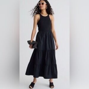J. Crew Black Tiered Maxi Dress